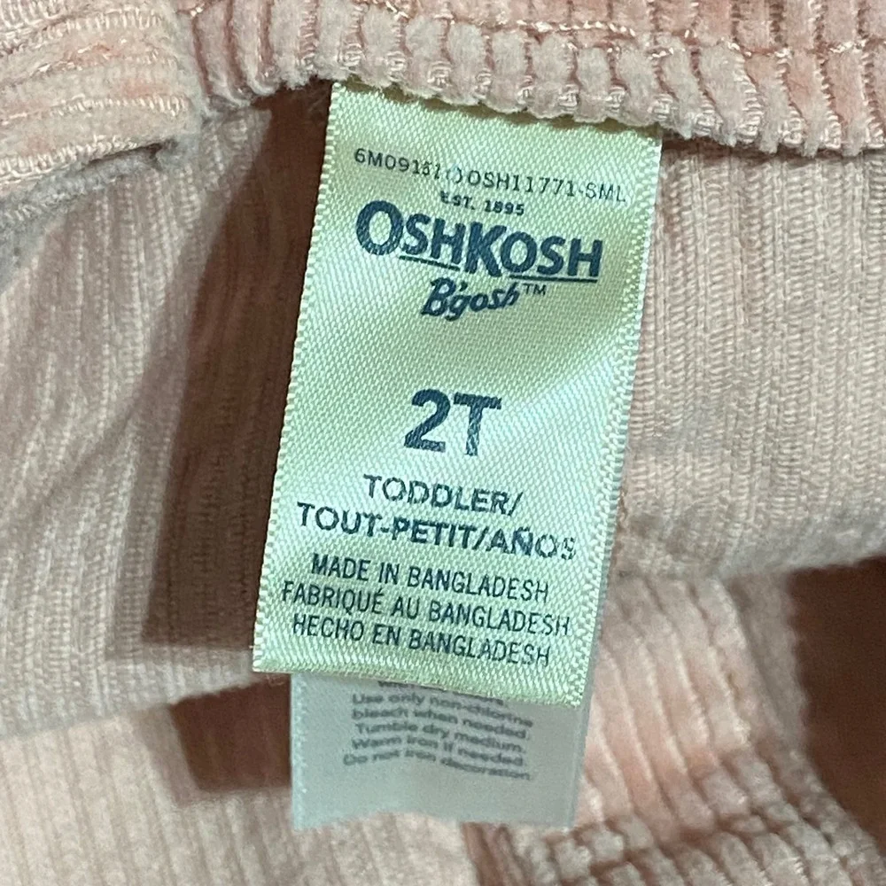 OshKosh B'gosh Pink Corduroy Overall Dress Toddler Girls Size 2T Pinafore Jumper